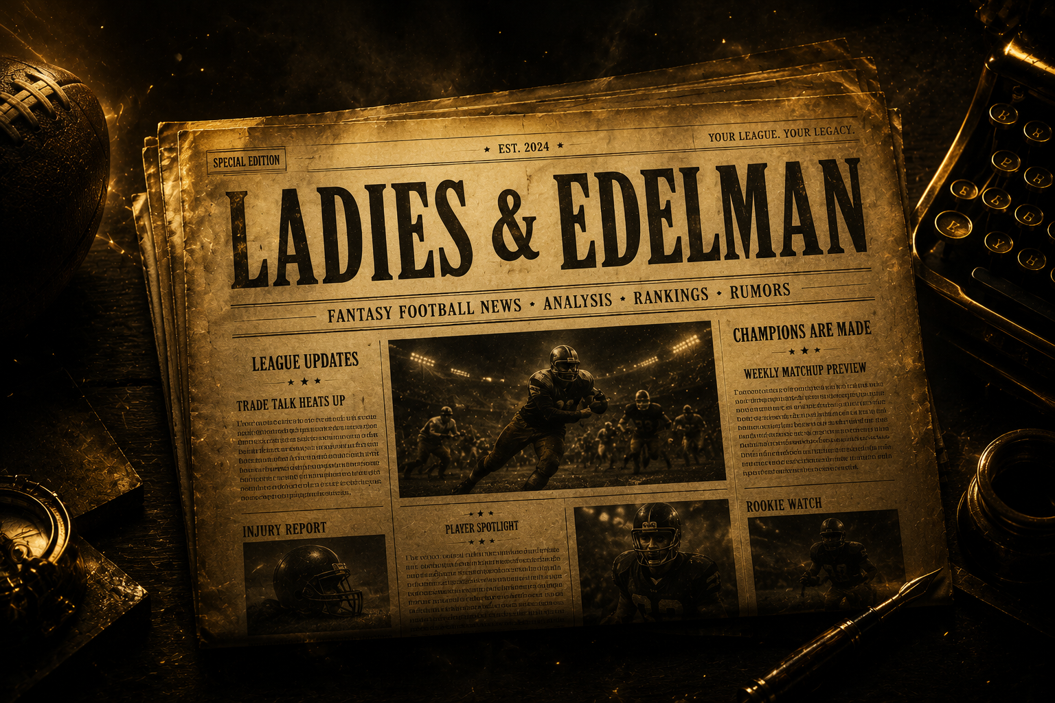 Ladies & Edelman vintage newspaper front page — Fantasy Football News, Analysis, Rankings, Rumors